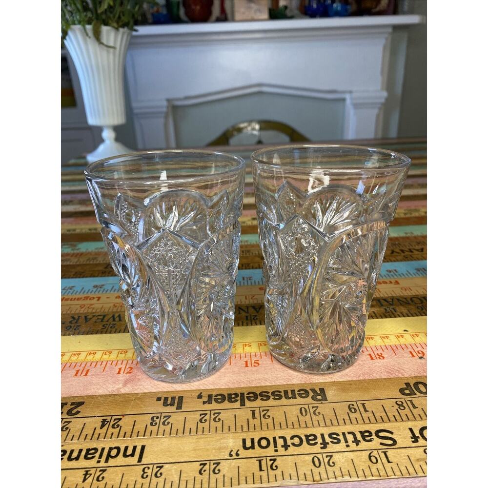 Vintage‎ Starburst Pattern Clear Heavy Juice Glass Oatmeal Glasses 3 MCM 1960s - Picture 3 of 10